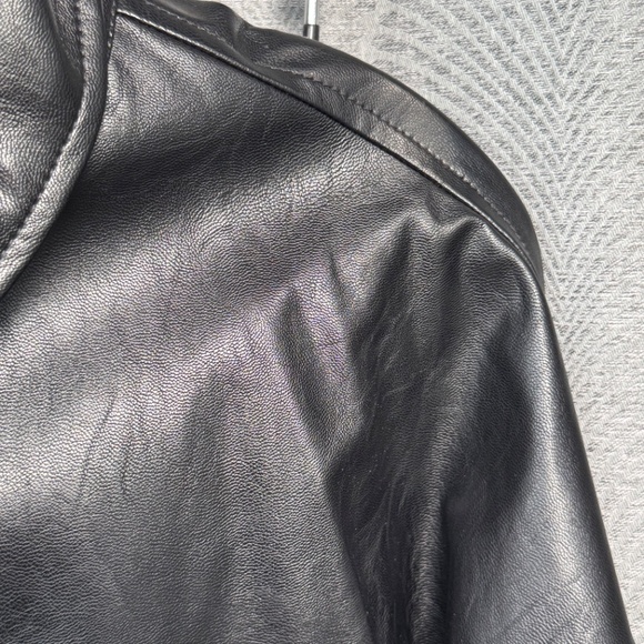 Oak + Fort Black Faux Leather Shirt Jacket - Picture 7 of 12